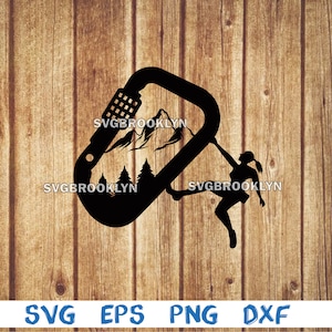 Rock climber, woman, climbing, climber, climber with carabiner, carabiner, landscape, svg, png, eps, dxf, digital file