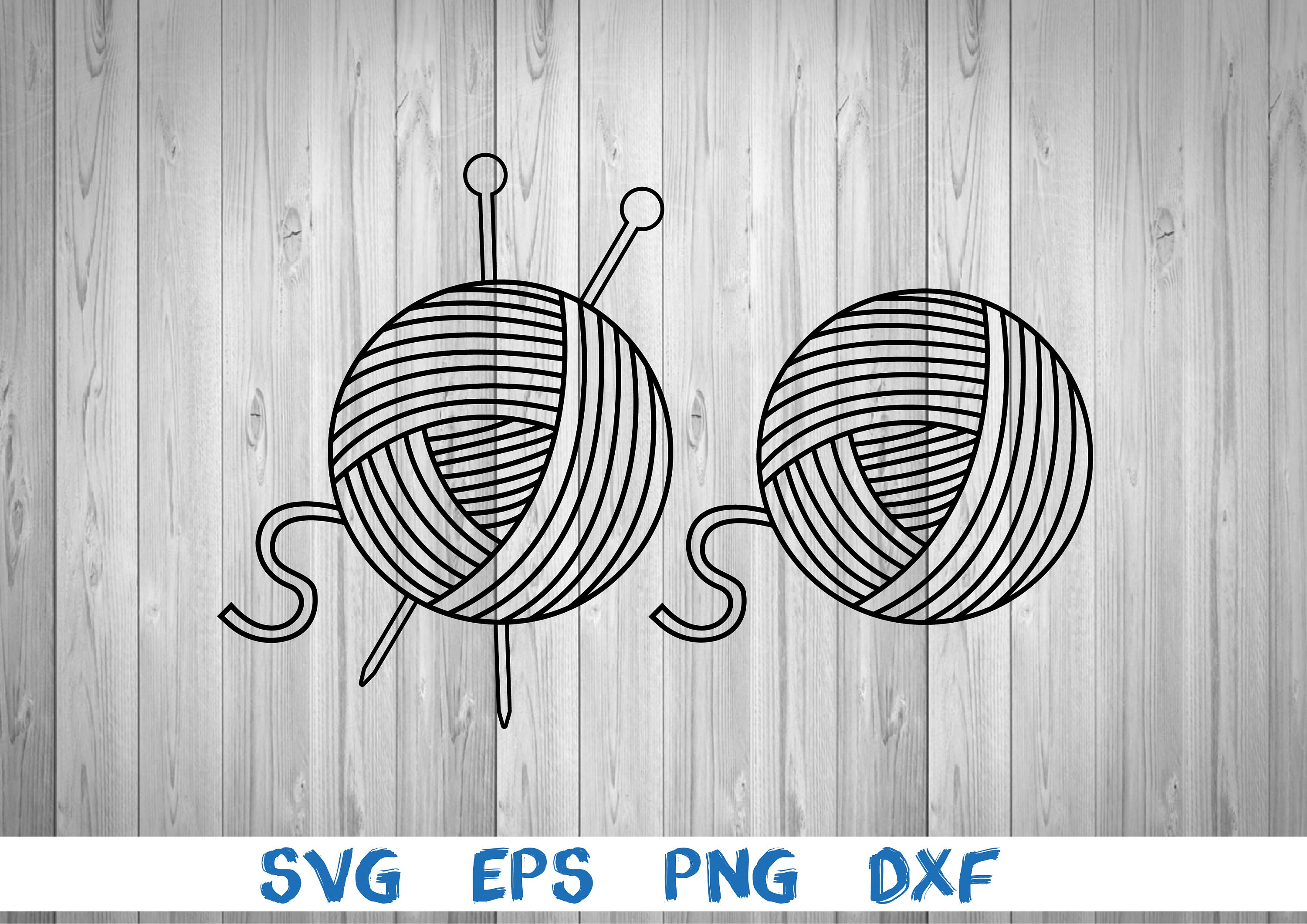 Yarn ball knitting needles silhouette picture svg png Etsy