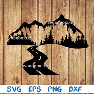 Highway, road, forest, tree, landscape, picture, svg, png, eps, dxf, digital cricut file