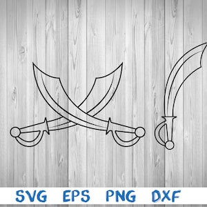 Piratenzwaard, gekruiste piratenzwaarden, silhouet, foto, svg, png, eps, dxf, digitaal downloadbestand