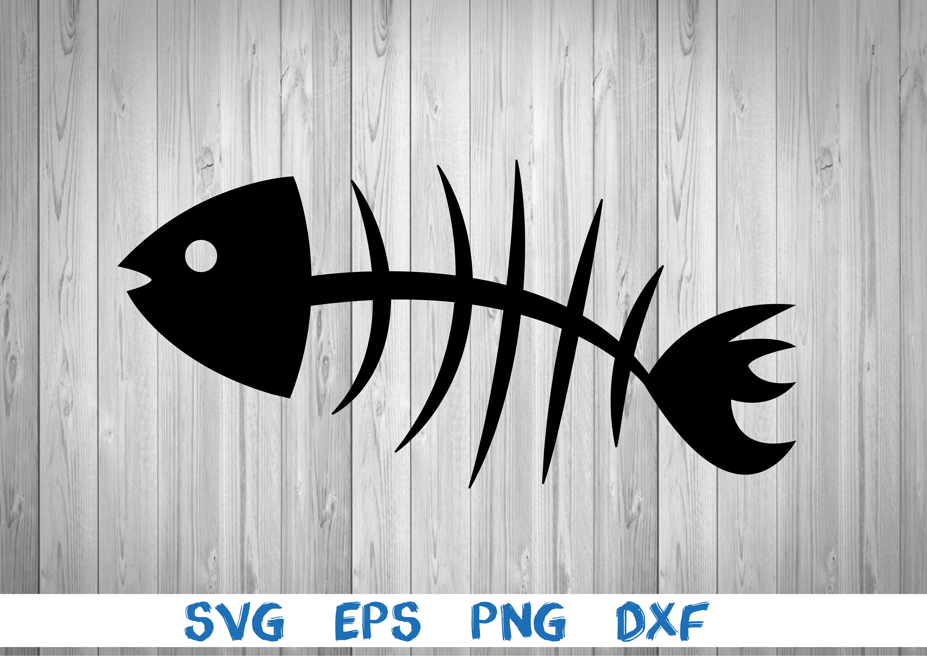 Fish bone picture silhouette svg png eps dxf digital | Etsy