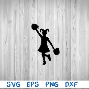 Cheerleader, little cheerleader, cheerleader girl, little girl, silhouette, svg, png, eps, dxf, digital file