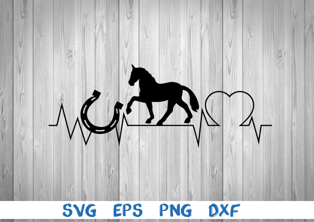 Horse Heart Beat, Silhouette, Picture, Svg, Png, Eps, Dxf, Digital