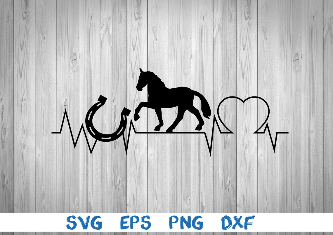 Horse Heart Beat Silhouette Picture Svg Png Eps Dxf Etsy