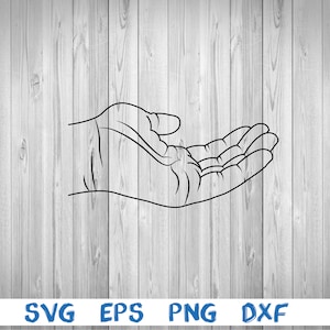 Open hand, lege open hand, lege hand, hand, overzicht, silhouet, beeld, svg, png, eps, dxf, digitaal downloaddossier