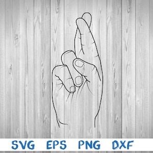 Hand with crossed fingers, silhouette, picture, svg, png, eps, dxf, digital download file