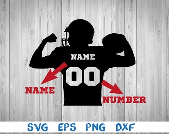 American football, football player, jersey, name, number, svg, png, eps, dxf, digital download file