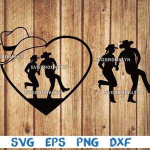 Dancing cowboy, dancing cowgirl, country dance, line dance, cowboy dance, svg, png, eps, dxf, digital file