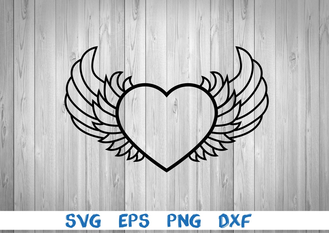 Heart With Wings Wing Heart Silhouette Picture Svg Png Etsy