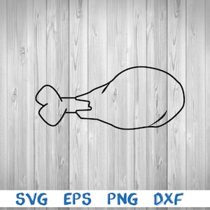 Peut inclure: Contour noir et blanc d'une cuisse de poulet.