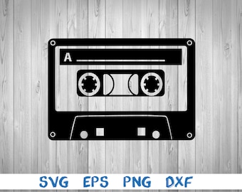 Audio cassette tape, svg, png, eps, dxf, digital file download