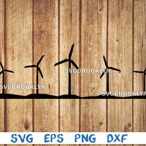 Wind turbine, windmill, wind turbines, landscape, silhouette, picture, svg, png, eps, dxf, digital download file