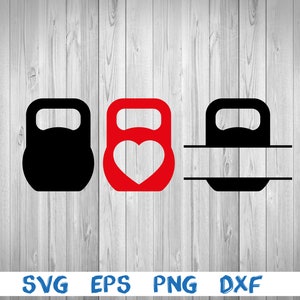 Kettlebell, kettlebell monogram, kettlebell heart, heart, silhouette, picture, svg, png, eps, dxf, digital download file