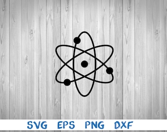 Atom, atom symbol, atom icon, silhouette, picture, svg, png, eps, dxf, digital download file