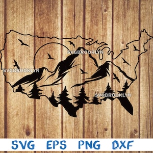 Landschaft in usa Karte, usa Karte, Berg, Wald, Landschaft, svg, png, eps, dxf, Digitaldrucke
