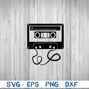 Audiocassettebandje, beschadigde tape, beschadigde cassette, beschadigde audiocassetteband, silhouet, svg, png, eps, dxf, digitaal downloadbestand
