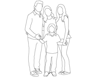 Custom portrait from photo, line drawing from photo, faceless portrait from photo, family portrait, couple portrait