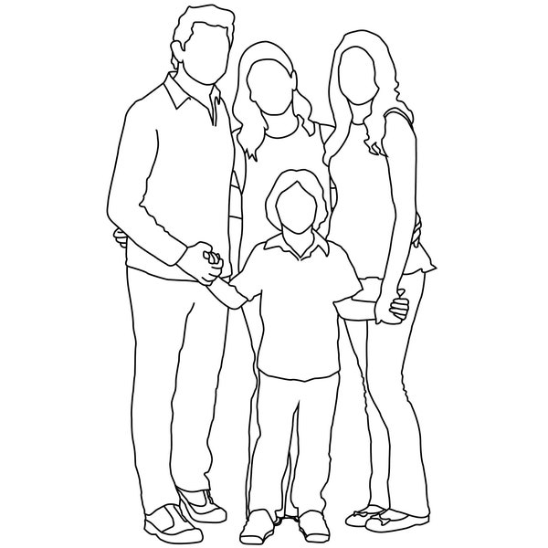 Custom portrait from photo, line drawing from photo, faceless portrait from photo, family portrait, couple portrait