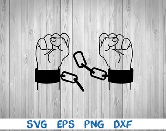 Handen gebroken kettingen, beeld, svg, png, eps, dxf, digitaal downloaddossier