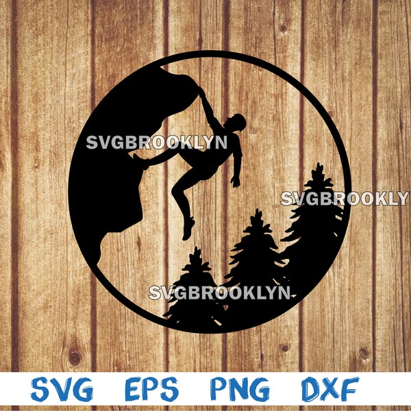 Mountain, forest, climbing, climber, man, silhouette, picture, svg, eps, png, dxf, digital cricut file