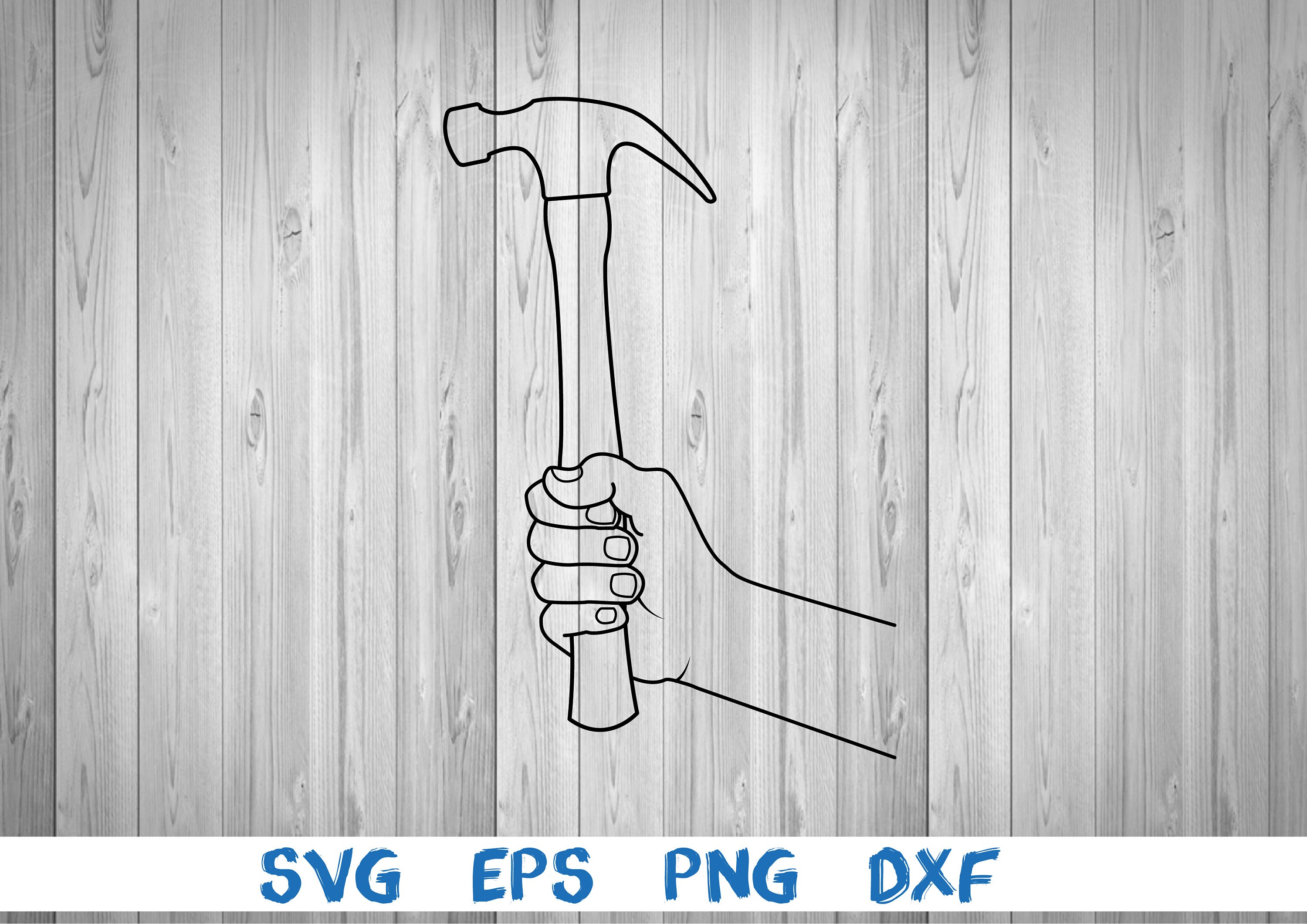 Hand holding hammer, silhouette, picture, svg, png, eps, dxf, digital download file