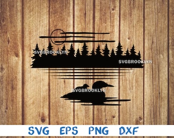 Loon, baby loon, bos, meer, dier, silhouet, svg, png, eps, dxf, digitaal bestand