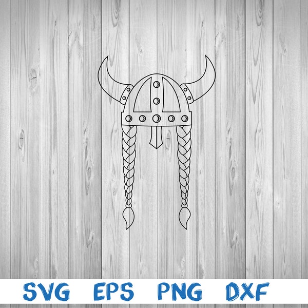 Viking helmet, outline, viking helmet with hair braids, braided hair, picture, svg, png, eps, dxf, digital cricut file