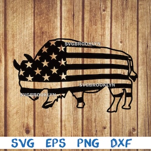 Usa flag with bison, usa flag, bison, flag into bison, svg, png, eps, dxf, digital file
