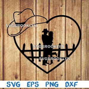 Cowboy, cowgirl, geliefden, paar, paar knuffelen, Valentijnsdag, in hart, svg, png, eps, dxf, digitale cricut bestand