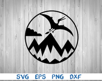 Dinosaur, flying dinosaur, pterosaur, landscape, silhouette, picture, svg, png, eps, dxf, digital download file