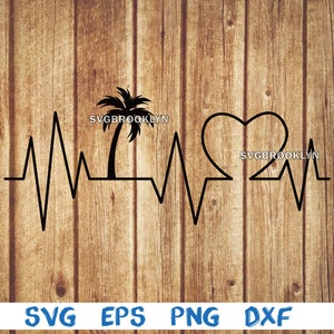 Palm tree, heart beat, heartbeat, heart, svg, png, eps, dxf, digital file