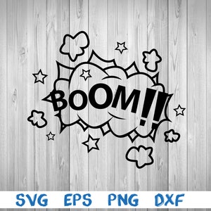 Tecknad boom, serietidningsexplosion, boom, silhuett, bild, svg, png, eps, dxf, digital nedladdningsfil