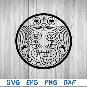 Azteken, Azteken Kalender, Aztekenkopf, Azteken Symbol, Silhouette, Bild, svg, png, eps, dxf, digitaler Download