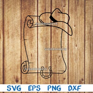 Pergamena, carta pergamena, carta da cowboy, pergamena e ferro di cavallo, pergamena e cappello da cowboy, cappello da cowboy, svg, png, eps, dxf, file digitale
