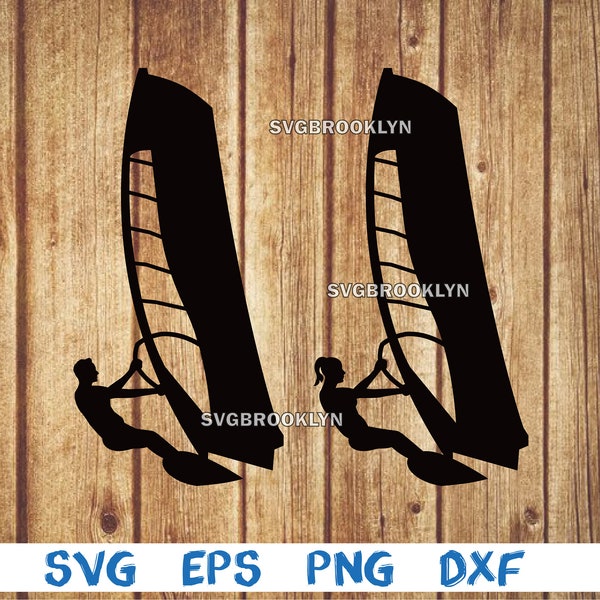 Windsurfer silhouette, windsurf, windsurfing, windsurfer, svg, png, eps, dxf, digital file