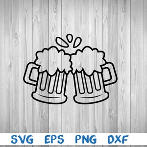 Beer, beer mugs, cheers, glass, svg, png, eps, dxf, digital download file