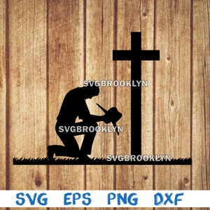 Cowboy kneeling praying, picture, silhouette, svg, png, eps, dxf, digital cricut file