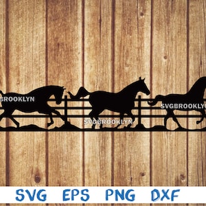 Laufende Pferde, Landschaft, Pferd, Tier, Holzzaun, Silhouette, svg, png, eps, dxf, digitale Datei