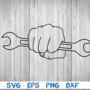Hand holding wrench tool, repair icon, spanner icon, silhouette, picture, svg, png, eps, dxf, digital download file