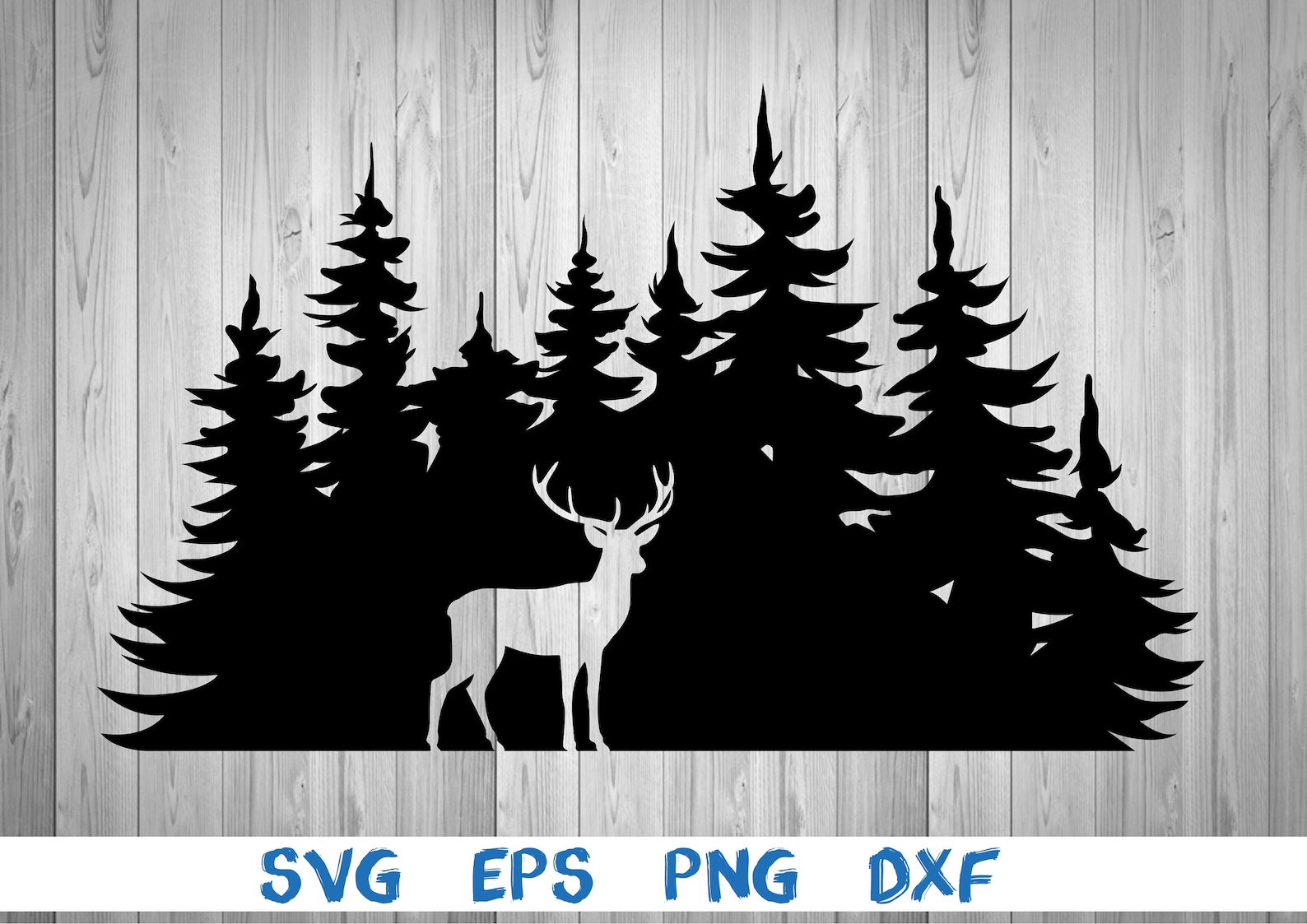 Deer silhouette landscape forest deer in forest svg png  Etsy