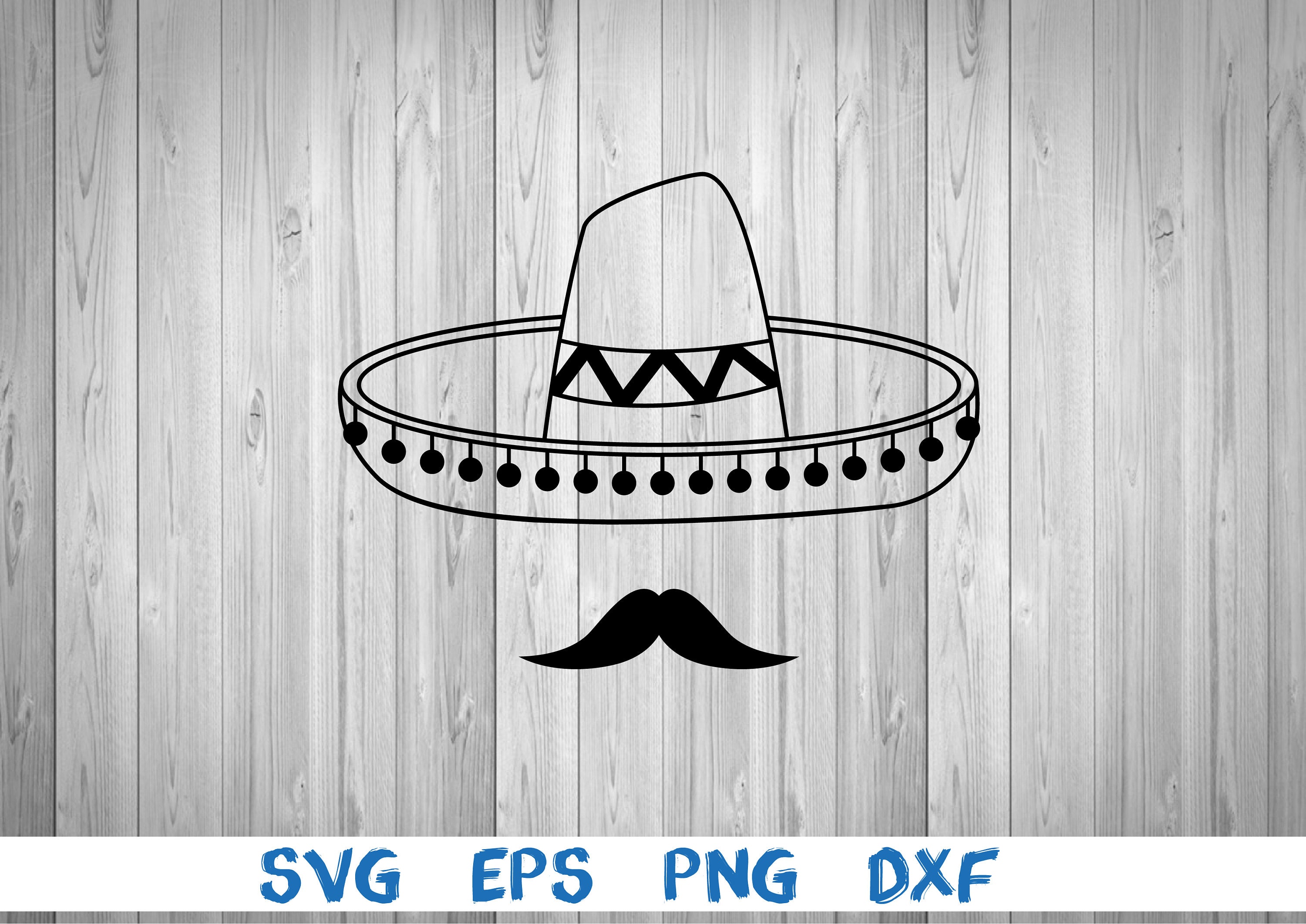 Sombrero, Mexican hat, moustache, sombrero with moustache, picture,  silhouette, svg, png, eps, dxf, digital cricut file, image size:3000x2122