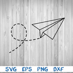 Könnte beinhalten: Eine Schwarzweiß-Zeichnung eines Papierflugzeugs, das mit einer gestrichelten Linie dahinter fliegt.