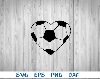 Soccer heart, outline, soccer ball in heart, soccer, ball, svg, png, eps, dxf, digital file