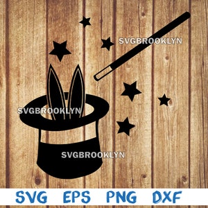 Zauberhut, Zauberstab, Hase, Hase in Mütze, Zauberer, Bild, Silhouette, svg, png, eps, dxf, digitale Cricut Datei