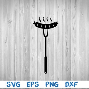 Wurst, Grillwurst, Schnitzgabel, Silhouette, Bild, svg, png, eps, dxf, digitaler Download