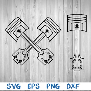 Engine piston, car engine, crossed piston, silhouette, picture, svg, png, eps, dxf, digital download file