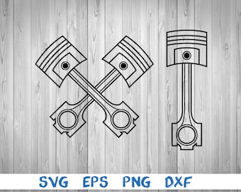 Piston moteur, moteur de voiture, piston croisé, silhouette, image, svg, png, eps, dxf, fichier de téléchargement numérique