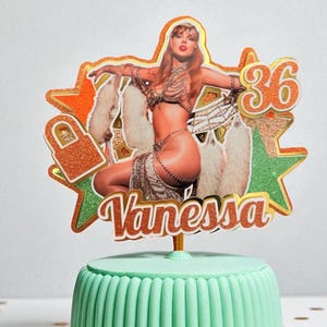 Custom Showgirl Cake Topper: Inspired by Taylor, Glitter Birthday Party Decor