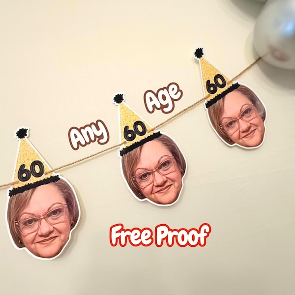 Custom Face Birthday Banner, Personalized Party Decor