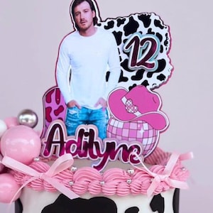 Décoration murale personnalisée pour décoration de gâteau, musique country cow-girl - décoration d'anniversaire western rustique - décoration cow-girl personnalisée